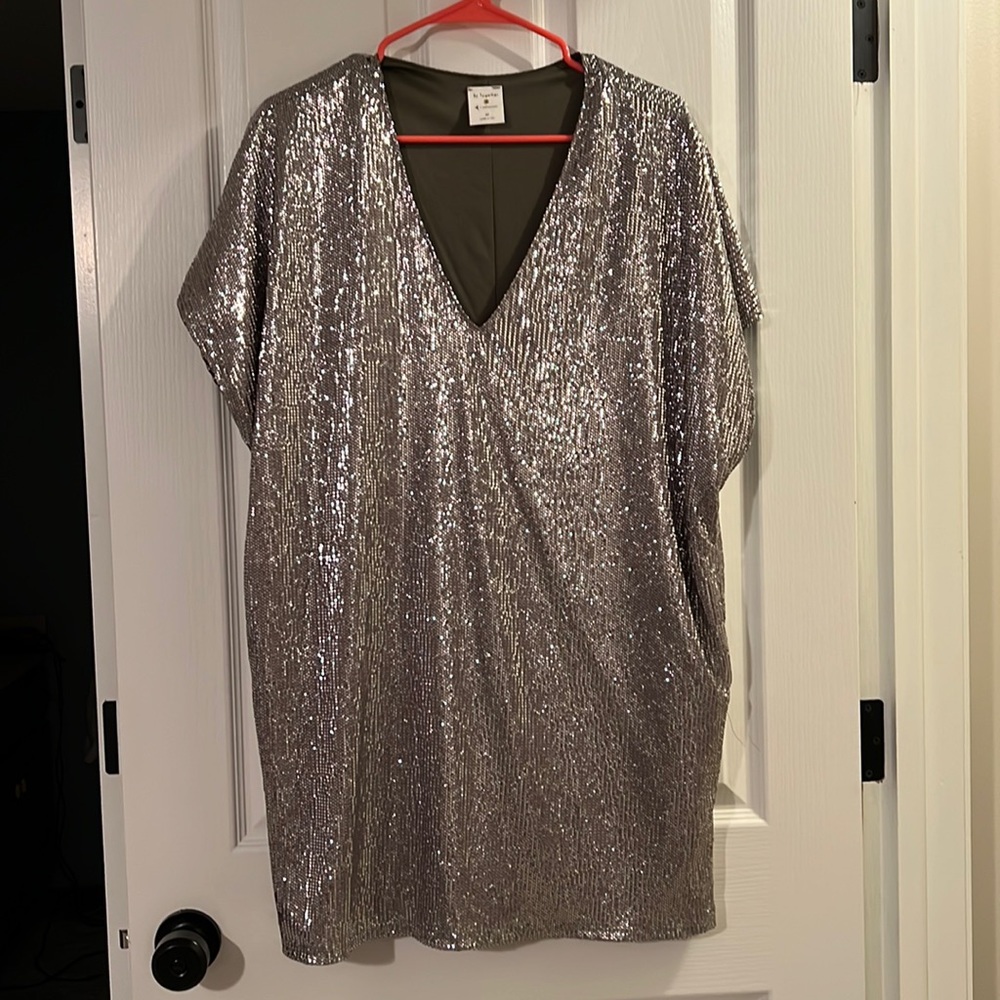 Silver sparkly dress size medium. Never worn